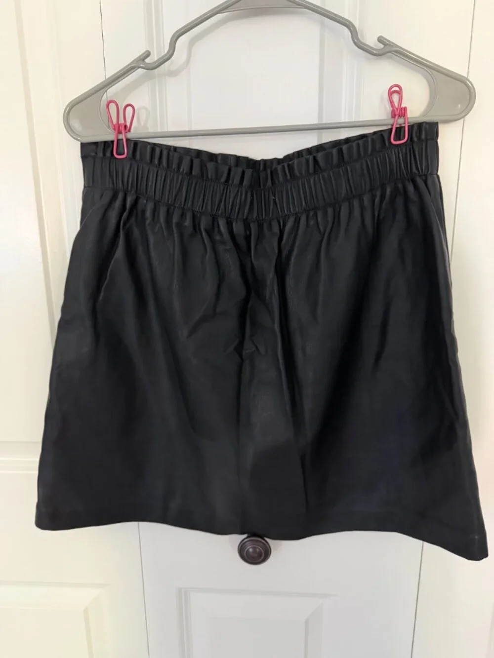 LOFT Black Faux Leather Skirt - Petite Large
